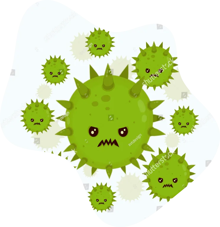 Mérges zöld tüskés rajzolt baktériumok